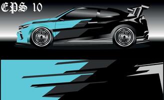 Racing car wrap design vector. Graphic abstract stripe racing background kit designs for wrap vehicle, race car, rally, adventure and livery vector