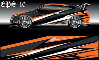 Racing car wrap design vector. Graphic abstract stripe racing background kit designs for wrap vehicle, race car, rally, adventure and livery vector