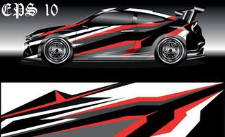 Racing car wrap design vector. Graphic abstract stripe racing background kit designs for wrap vehicle, race car, rally, adventure and livery vector