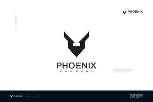 diseño abstracto del logotipo de phoenix con la letra inicial v vector