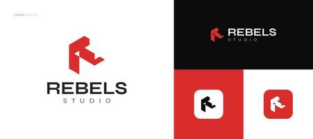 Red Letter R Logo Design with Abstract Concept for Business and Technology Brand Identity vector