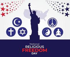 National Religious Freedom Day. January 16. Holiday concept. Template for background, banner, card, poster with text inscription. Vector illustration.