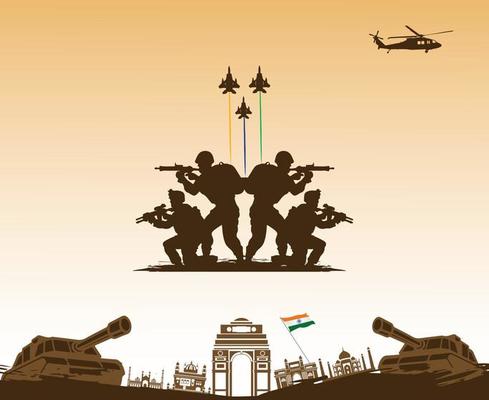 Indian Army Day. January 15th. Indian defense day Celebration concept. Template for background, banner, card, poster. vector illustration.