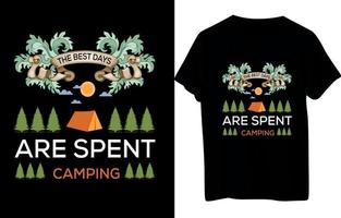 diseño de camiseta de camping senderismo vector