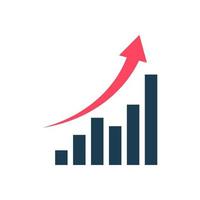 Growth diagram with red arrow going up vector