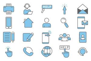 Contact us illustration icon set. Two tone icon style. Simple vector design editable