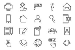 Contact us illustration icon set. Line icon style. Simple vector design editable