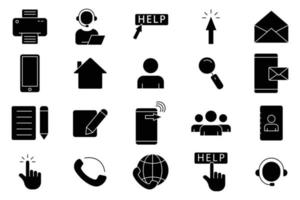 Contact us illustration icon set. Glyph icon style. Simple vector design editable