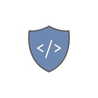 Shield icon Illustration with coding. programming editor safety. icon related to developer. Two tone icon style. suitable for apps, websites, mobile apps. Simple vector design editable
