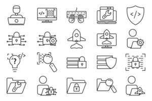 Developer illustration icon set. Line icon style. icon related to web developer, app developer. Simple vector design editable