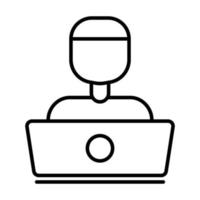People icon illustration in front of laptop. Programmer icon. icon related to developer. Line icon style. suitable for apps, websites, mobile apps. Simple vector design editable