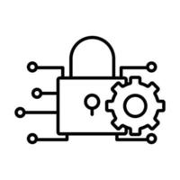 Padlock icon Illustration with gear. maintenance cyber security. icon related to developer. Line icon style. suitable for apps, websites, mobile apps. Simple vector design editable