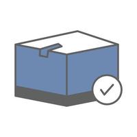 Cargo box icon illustration with check mark. suitable for order delivery icon. icon related to logistic, delivery. Two tone icon style. Simple vector design editable