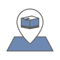 Map icon illustration with cargo box. suitable for tracking icon, logistic location. icon related to logistic, delivery. Two tone icon style. Simple vector design editable