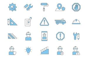 Construction illustration icon set. Two tone icon style. Simple vector design editable