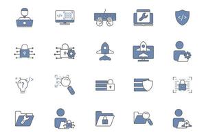 Developer illustration icon set. Two tone icon style. icon related to web developer, app developer. Simple vector design editable