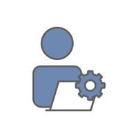 People icon Illustration with laptop and gear. Programming maintenance, coding. icon related to developer. Two tone icon style. suitable for apps, websites, mobile apps. Simple vector design editable