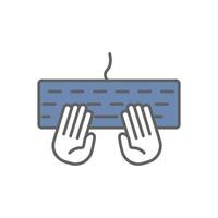 Illustration of the icon above the keyboard, coding, programing editor. icon related to developer. Two tone icon style. suitable for apps, websites, mobile apps. Simple vector design editable