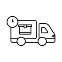 Delivery truck icon illustration with time. suitable for fast shipping icon. icon related to logistic, delivery. Line icon style. Simple vector design editable