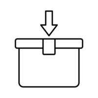 Cargo box icon illustration with down arrow. suitable for open here icon. icon related to logistic, delivery. Line icon style. Simple vector design editable