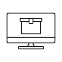 Monitor screen icon illustration with cargo box. suitable for tracking icon. icon related to logistic, delivery. Line icon style. Simple vector design editable