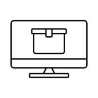 Monitor screen icon illustration with cargo box. suitable for tracking icon. icon related to logistic, delivery. Line icon style. Simple vector design editable