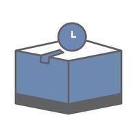 Cargo box icon illustration with time. suitable for on delivery. icon related to logistic, delivery. Two tone icon style. Simple vector design editable