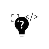 Light bulb icon Illustration with coding. Suitable for programming idea icon. icon related to developer. Glyph icon style. suitable for apps, websites, mobile apps. Simple vector design editable