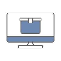 Monitor screen icon illustration with cargo box. suitable for tracking icon. icon related to logistic, delivery. Two tone icon style. Simple vector design editable