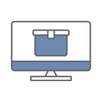 Monitor screen icon illustration with cargo box. suitable for tracking icon. icon related to logistic, delivery. Two tone icon style. Simple vector design editable