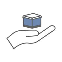 ilustración de icono de mano con caja de carga. adecuado para el icono de seguridad del pedido. icono relacionado con logística, entrega. estilo de icono de dos tonos. diseño vectorial simple editable vector