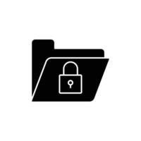 Lock folder icon illustration. icon related to developer. Glyph icon style. suitable for apps, websites, mobile apps. Simple vector design editable