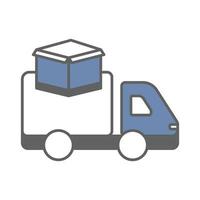 Delivery truck icon illustration with cargo box. suitable for delivery icon. icon related to logistic, delivery. Two tone icon style. Simple vector design editable