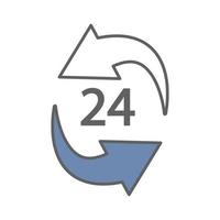 Arrow with 24 hour. suitable for fast shipping icon. icon related to logistic, delivery. Two tone icon style. Simple vector design editable