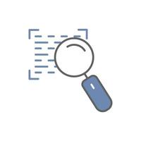 Search icon Illustration with programming editor. searching coding. icon related to developer. Two tone icon style. suitable for apps, websites, mobile apps. Simple vector design editable