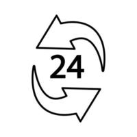 Arrow with 24 hour. suitable for fast shipping icon. icon related to logistic, delivery. Line icon style. Simple vector design editable