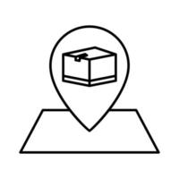 ilustración de icono de mapa con caja de carga. adecuado para el seguimiento de icono, ubicación logística. icono relacionado con logística, entrega. estilo de icono de línea. diseño vectorial simple editable vector