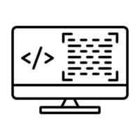 Monitor screen icon illustration with coding, programing editor. icon related to developer. Line icon style. suitable for apps, websites, mobile apps. Simple vector design editable