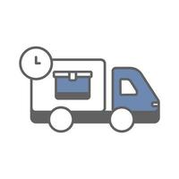 Delivery truck icon illustration with time. suitable for fast shipping icon. icon related to logistic, delivery. Two tone icon style. Simple vector design editable