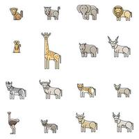 Set of animals doodle isolated on white background vector