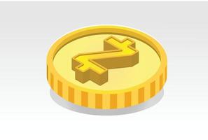 ilustración de logotipo de moneda de moneda criptográfica de token de oro de alto detalle isométrico moderno vector