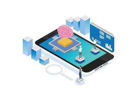 Modern Isometric Artificial Intelligence Illustration, Suitable for Diagrams, Infographics, Book Illustration, Game Asset, And Other Graphic Related Assets vector