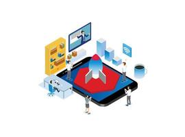 Modern Isometric Smart Startup Environment Illustration, Suitable for Diagrams, Infographics, Book Illustration, Game Asset, And Other Graphic Related Assets vector