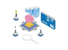 ilustración moderna de inteligencia artificial isométrica, adecuada para diagramas, infografías, ilustración de libros, activos de juegos y otros activos relacionados con gráficos vector