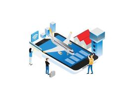 Modern Isometric Smart Airport Illustration, Suitable for Diagrams, Infographics, Book Illustration, Game Asset, And Other Graphic Related Assets vector