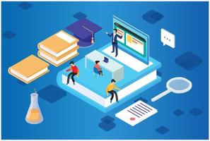 ilustración de tecnología de aprendizaje electrónico inteligente moderna e isométrica, adecuada para diagramas, infografías, ilustraciones de libros, activos de juegos y otros activos relacionados con gráficos en un fondo blanco aislado - vector