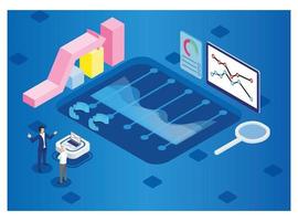 Modern Isometric Data Analysis Illustration, Web Banners, Suitable for Diagrams, Infographics, Book Illustration, Game Asset, And Other Graphic Related Assets vector