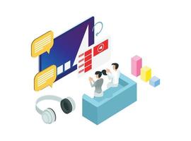 Modern Isometric Smart Online Home Entertainment System Illustration, Suitable for Diagrams, Infographics, Book Illustration, Game Asset, And Other Graphic Related Assets vector