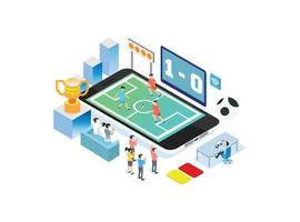 Modern Isometric Live Soccer Tournament Illustration, Suitable for Diagrams, Infographics, Book Illustration, Game Asset, And Other Graphic Related Assets vector