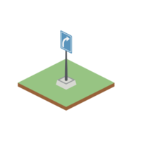 isometric turn right sign 3d universal scenery collection set png